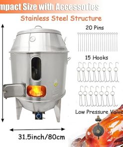 INTBUYING Roast Duck Oven 2800PA LPG Duck Roaster, Stainless Steel Gas Roast Duck Oven for Grill Chicken Turkey Barbecue with Pressure Reducing Valve 31.5×31.5x53in Duck Roaster Grill Oven 2