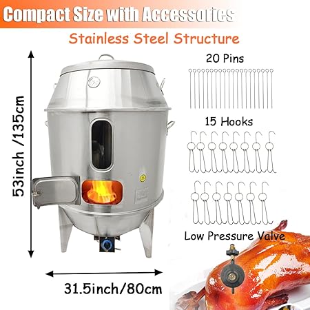 INTBUYING Roast Duck Oven 2800PA LPG Duck Roaster, Stainless Steel Gas Roast Duck Oven for Grill Chicken Turkey Barbecue with Pressure Reducing Valve 31.5×31.5x53in Duck Roaster Grill Oven 2 INTBUYING Roast Duck Oven 2800PA LPG Duck Roaster, Stainless Steel Gas Roast Duck Oven for Grill Chicken Turkey Barbecue with Pressure Reducing Valve 31.5x31.5x53in Duck Roaster Grill Oven - Image 2