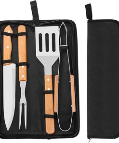 BBQ Tools Set, 4 PCS Portable Grilling Utensil Kit, Compact Barbecue Tool Set with Oxford Storage Bag - Suitable for Cooking and Camping Grilling Accessories
