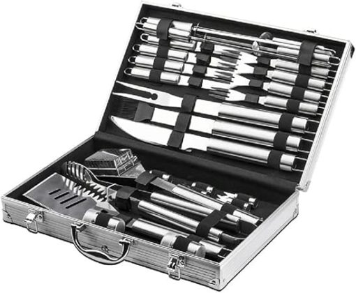 26pcs Extra Thick Stainless Steel Grill Tool Set for Men, Heavy Duty Grilling Accessories Kit for Backyard, BBQ Utensils Gift Set with Spatula,Tongs in Aluminum Case for