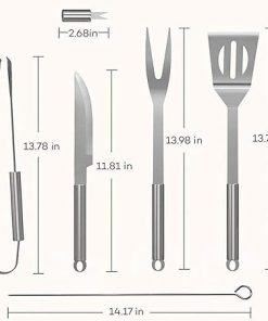 18pcs Grill Accessories BBQ Tools, Stainless Steel Grilling Tools, BBQ Accessories Tool Set with Carrying Bag, Heavy Duty BBQ Accessories for Camping, Traveling 2
