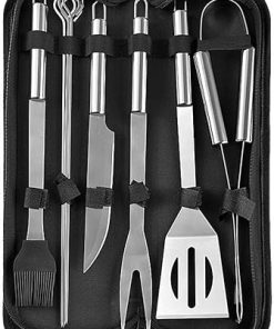 Stainless Steel Camping Barbecue Set, 304 Stainless Steel Barbecue Accessories, Outdoor Barbecue Tool Set, Food Grade Stainless Steel Barbecue Utensils (White-Fruit Peach5) 2