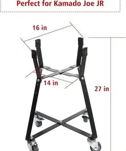 Rolling Cart for Kamado Joe Junior Accessories,Kamado Joe Rolling Nest with Heavy Duty Locking Caster Wheels Powder Coated Steel Rolling Outdoor Cart for Kamado Joe Junior Grill Stand 2