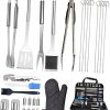 Yardwe 28-Piece Stainless Steel BBQ Tool Set Barbeque Accessories Food Clamp Fork Grill Utensils Easy Storage