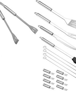 18-Piece BBQ Grill Accessories Set, Heavy Duty Stainless Steel Grilling Tools with Carrying Bag, for Camping & Travel