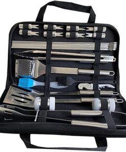Stainless Steel BBQ Tool Set 28pc Grilling Set with Clamp Brush Fork for