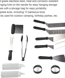 12 Piece Stainless Steel Grilling Kit, Food Grade Heat Resistant BBQ Tools with Storage Bag, Outstanding for Camping and Outdoor Parties 2