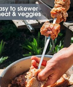20PCS BBQ Skewers, Reusable Stainless Steel Flat Forks for Grilling, Outdoor Camping Kitchen Tools with Test Tube Container 2
