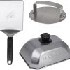 Blackstone 5462 Hamburger Kit (3 Piece) – Metal Flipper Spatula Turner, Basting Cover & Hamburger Press Patty Stainless Steel Burger Maker Set for Bacon, Steak–Griddle Accessories for Grilling, Black