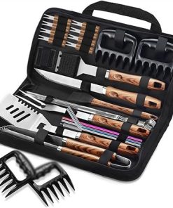 Barbecue Tool Set, BBQ Barbecue Tools, Outdoor Barbecue Accessories, Anti-scalding Handle Barbecue Clips, Multi-Functional Barbecue Utensils (White-Fruit peach5) 2