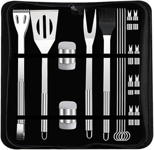 Barbecue Tools 18pcs Stainless Steel BBQ Grill Set Barbecue Utensil Accessories Kit for Outdoor with Storage Bag for Camping Family Picnic Party Father's Day - Image 2