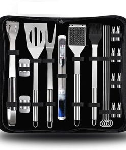 Grill Accessories, BBQ Tools Set,20pcs BBQ Tools Gift Set,Stainless Steel Grill Set with Thermometer, Grilling Accessories Kit in Portable Carrying Bag for Camping
