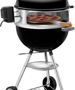 onlyfire Stainless Steel Multi-Purpose Rotisserie and Pizza Combo Kit for Weber 18″ and Other Similar Kettle Grills – Include Pizza Peel and Pizza Stone 2
