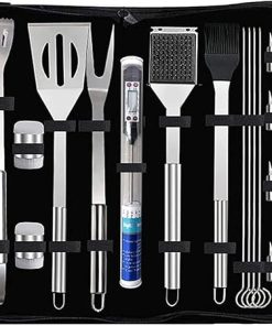 BBQ Grill Accessories Set20 PCS BBQ Grill Tools Set, Stainless Steel Grill Set with Thermometer & Storage Bag,Complete Grilling Accessories in Portable Bag
