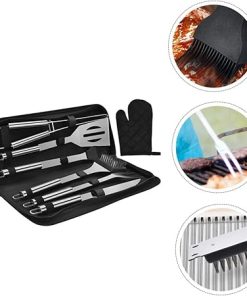 Outdoor Grill Set 7pcs BBQ Tools Food Clip Stainless Steel Grilling Set Grill Scraper Perfect for Camping Outdoor Cooking 2