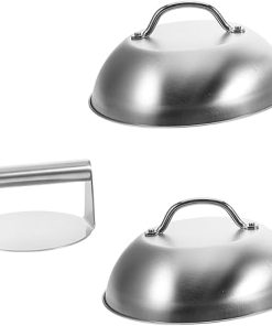 Grill Basting Tool Burger Press Cover Stainless Steel Griddle Press Round Shape BBQ Accessories