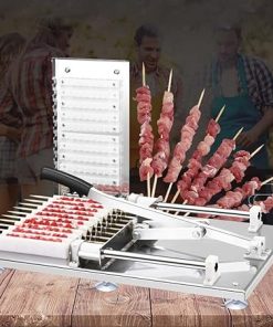 Skewer Meat Machine TBVECHI Meat Skewer Kebab Maker Machine Manual Mutton kebab Machine BBQ Bamboo Skewer Satay String Making Machine 2