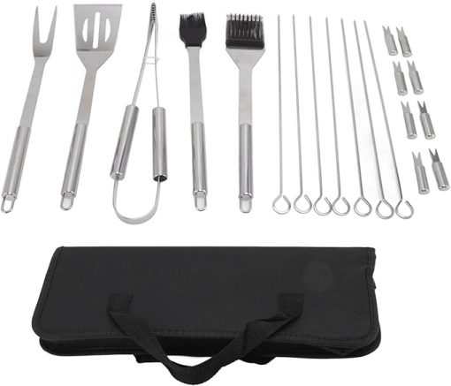 Heavy Duty BBQ Accessories BBQ Tool Set 20pcs Grill Accessories with Spatula, Fork, Brush and BBQ Tongs Gifts for Dad Durable, Stainless Steel Grill Tools