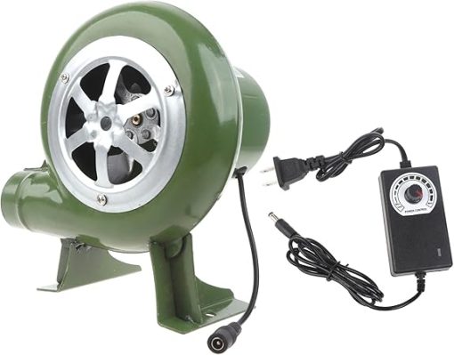Electric Blower Fan BBQ Fan 100v 220v Suitable For Barbecue Mini Blacksmith Forges Blower With Speed Adapter AC100-240V BBQ Blower 200w Mini Blacksmith Forges Blower With Duct Portable (80W) - Image 2