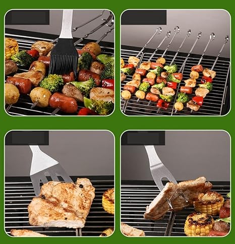 Grilling Accessories BBQ Grill Tools Set, 20PCS Stainless Steel Grilling Kit for Smoker, Camping, Kitchen, Barbecue Utensil Gifts for Men Women 2 Grilling Accessories BBQ Grill Tools Set, 20PCS Stainless Steel Grilling Kit for Smoker, Camping, Kitchen, Barbecue Utensil Gifts for Men Women - Image 2