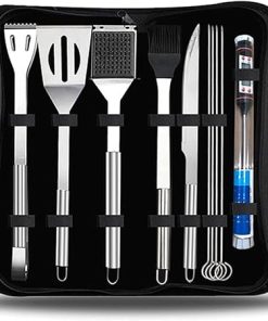 8PCS Grill Accessories BBQ Tools Set, Stainless Steel Grilling with Carrying Bag & Thermometer, for Cooks, and Camping Lovers