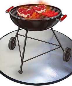 Fire Retardant Mat, Round Grill Mat Under Grill Mat, Fireproof Brazier Mat Protective Grid Mat, for Warming Patio Under Grill Deck and Protective Patio Mat 2