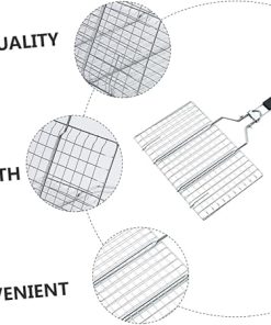 YARNOW Grill Basket Bbq Grilling Basket Barbecue Stainless Steel Grill Mat Bbq Tool 2