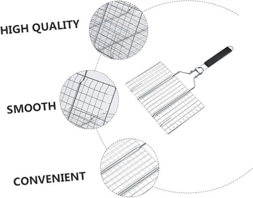 YARNOW Grill Basket Bbq Grilling Basket Barbecue Stainless Steel Grill Mat Bbq Tool - Image 2