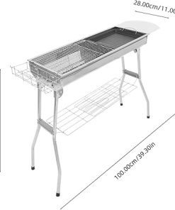 Kisangel Camping Accessory Portable Bbq Grill Detachable Rack Stainless Steel Outdoor Camping Grill Easy to Use 2