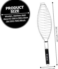 Sosoport Bbq Grill Accessories Stainless Steel Mesh Grilled Fish Net Lockable Grate Perfect for Outdoor Cooking 2