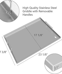 CANDANA Full Size Grill Griddle Stainless Steel Griddle for Weber Spirit Grill Parts I & II 300 Series Spirit E/S 310 E/S 320 E/S 330 SP-320, Flat Top Grill Plate with Removable Handles 2