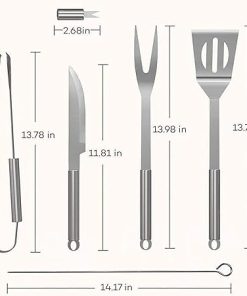18-Piece BBQ Grill Tools Set, Stainless Steel Accessories with Carrying Bag, Heavy Duty Kit for Camping, Traveling, and Outdoor Parties 2
