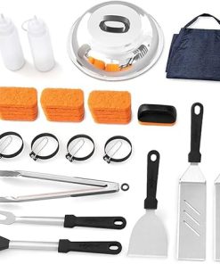 Stainless Steel Barbecue Shovel Set, Multifunctional Outdoor Barbecue Tools, Anti-scalding Barbecue Shovel, Wear-Resistant Barbecue Tools, Outdoor Barbecue Accessories (White-Fruit Peach5)