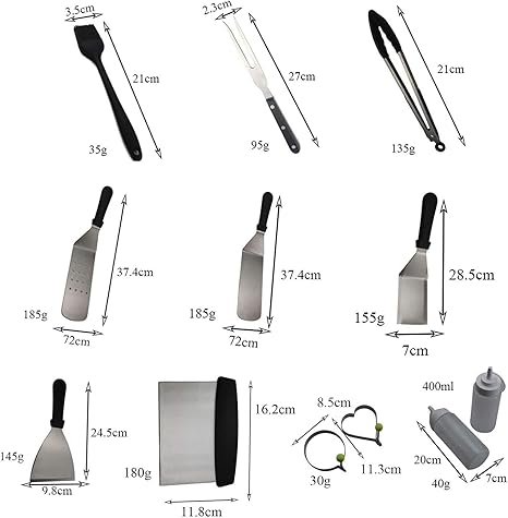 MaGiLL BBQ Grill Tools Set,15 PCS Stainless Steel Griddle Accessories Kit for Outdoor BBQ, Kitchen, Teppanyaki and Camping Grilling Accessories 2 MaGiLL BBQ Grill Tools Set,15 PCS Stainless Steel Griddle Accessories Kit for Outdoor BBQ, Kitchen, Teppanyaki and Camping Grilling Accessories - Image 2
