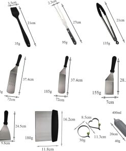 BBQ Grill Tools Set,15 PCS Stainless Steel Griddle Accessories Kit for Outdoor BBQ, Kitchen, Teppanyaki and Camping Grilling Accessories 2
