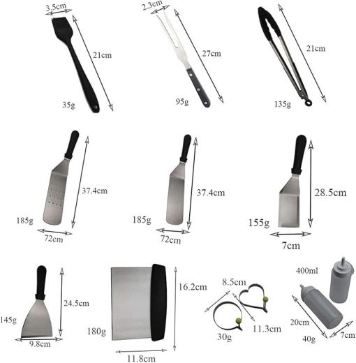 BBQ Grill Tools Set,15 PCS Stainless Steel Griddle Accessories Kit for Outdoor BBQ, Kitchen, Teppanyaki and Camping Grilling Accessories - Image 2