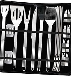 Balacoo Barbecue Tool Set 20-Piece Stainless Steel BBQ Tools Grill Utensils Barbecue Accessories Storage Bag Perfect for Outdoor Cooking Camping Tailgating 2