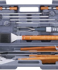 Mr. Bar-B-Q 94122X 12-Piece Tool Set with Bonus Thermo Fork, Gray