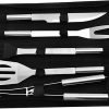 Stainless Steel BBQ Tools Set Spatula Fork Tongs Knife Brush skewers Barbecue Grilling Utensil Camping Outdoor Cooking Tool Set (Color : Silver, Size : 3pcs) 3