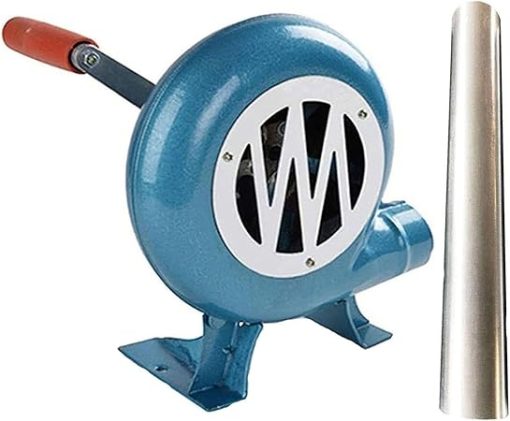 Cooking Manual BBQ Air Blower - Iron Gear Popcorn Fan Manual Fan, with Duct Iron Gear Manual BBQ Blower, Metal Fan Blade, for Camping/Picnic/Outdoor Grill Accessories, Easy to Carry(80W)