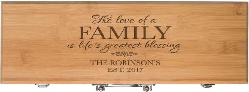 LifeSong Milestones Personalized Family Custom Engraved BBQ Tools Grill Accessories Tool Set 3pc Stainless Steel Barbecue Gift Set for Outdoor Grills (Bamboo) (The Love of a Family) - Image 2