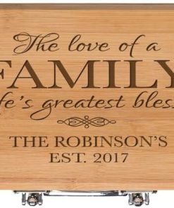 LifeSong Milestones Personalized Family Custom Engraved BBQ Tools Grill Accessories Tool Set 3pc Stainless Steel Barbecue Gift Set for Outdoor Grills (Bamboo) (The Love of a Family)