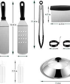 Griddle Accessories Kit, 9 Pcs Griddle Grill Tools Set for Blackstone and Camp Chef, Professional Grill BBQ Spatula Set with Basting Cover Black 2