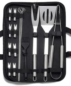 Heavy Duty BBQ Grilling Tool Sets, Stainless Steel BBQ Tool Set Grill Accessories, Portable Grill Barbecue Tool Set with Storage Bag, for Outdoor Camping Barbecue