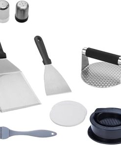 Multifunctional Hamburgers Meats Press Set Home Stainless Steel BBQ Press for Burgers Eggs and Pancakes