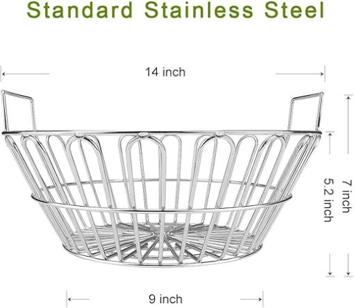 Seleware Innovative Stainless Steel Lump Charcoal Fire Basket, Grill Baskets for the Large Big Green Egg, Primo Kamado and Large Grill Dome, 14 Inch Diameter - Image 2