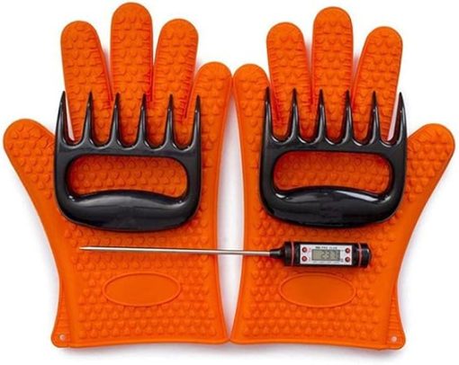 BBQ Tool Set, Outdoor Cooking Utensils, 5-Piece BBQ Tongs Brush, Camping BBQ Accessories, BBQ Thermometer Gloves - Image 2