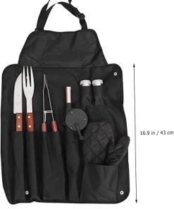 VICASKY Portable BBQ Tools Kit 8-Piece Grill Utensils Set Fork Storage Bag for Outdoor Use 2
