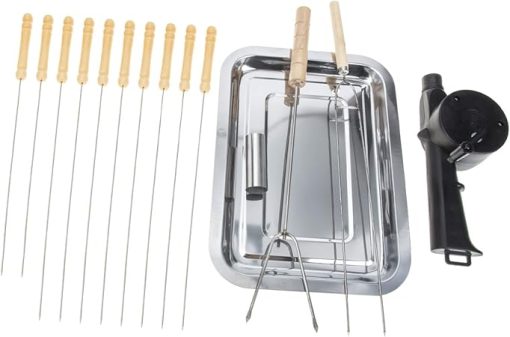 15pc BBQ Tool Set Outdoor Grilling Accessories Multi-Function Grill Clip Portable Grill Fork Barbecue Supply Squirrel Cage Blower Fan Griddle Accessories Kit