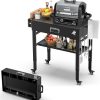 28" and 34" Upgrade Height & Quick-Fold Portable Grill Cart for Ninja Woodfire (OG700 Series), Blackstone 17"/22" Griddle, Pizza Oven – Outdoor Ninja Grill Stand with 4 Swivel Wheels